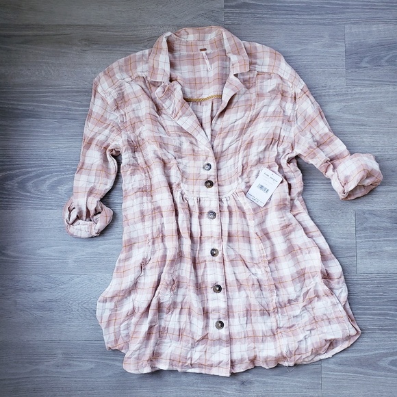 Free People Tops - Free People Rose Plaid Top